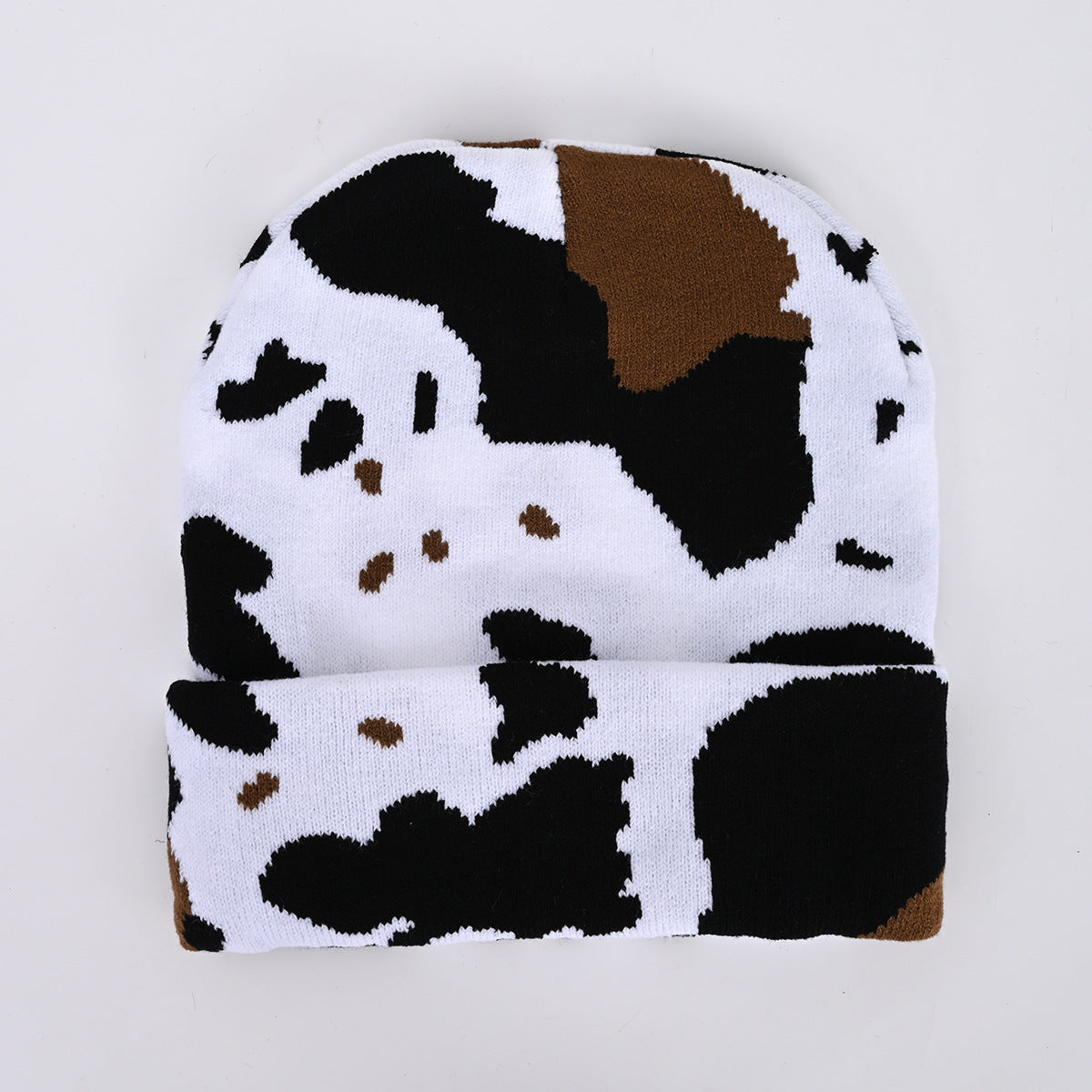 Lynchburg Cow Pattern Jacquard Knit Beanie – Hip Hop Street Style, Winter