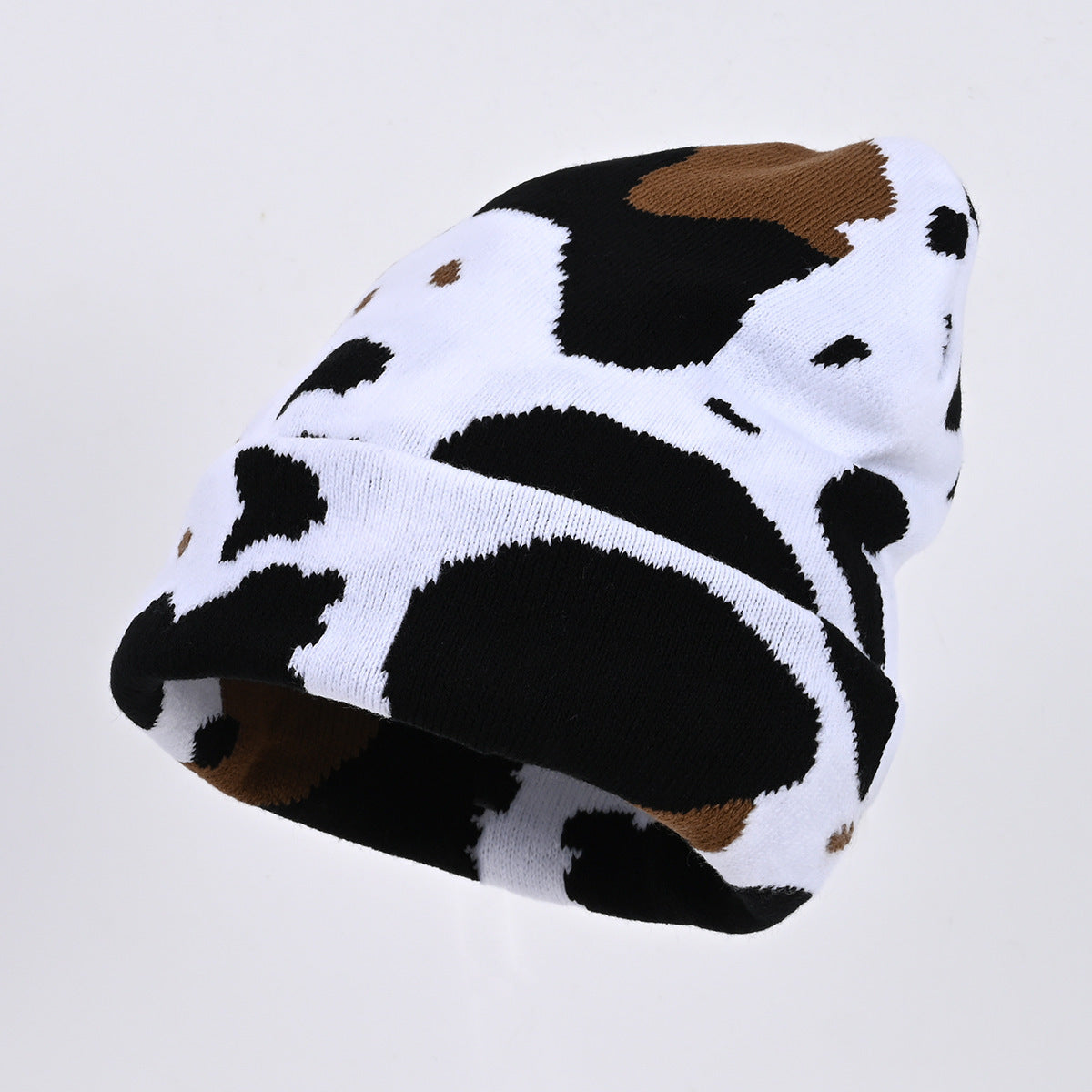 Lynchburg Cow Pattern Jacquard Knit Beanie – Hip Hop Street Style, Winter