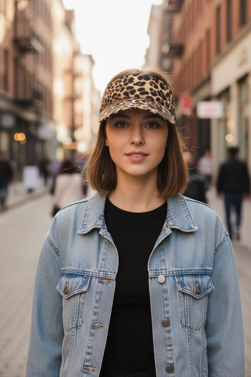 Cartwright Leopard Print Cotton Top Hat – No Crown, Adjustable, Korean Style