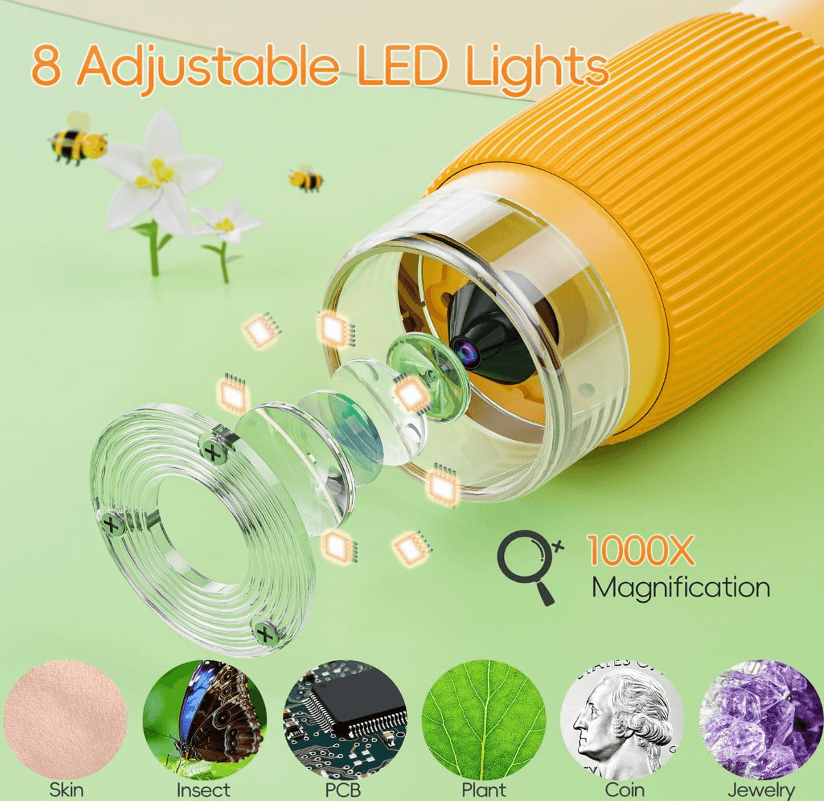 1000X Digital Microscope for Kids with Screen