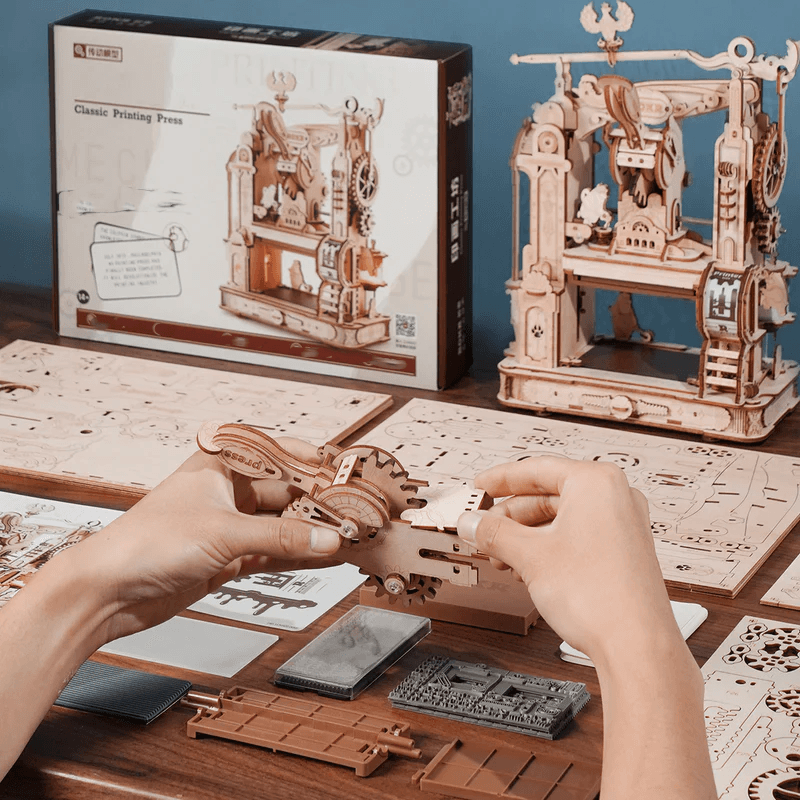 Classic Printing Press 3D Wooden Model Kit