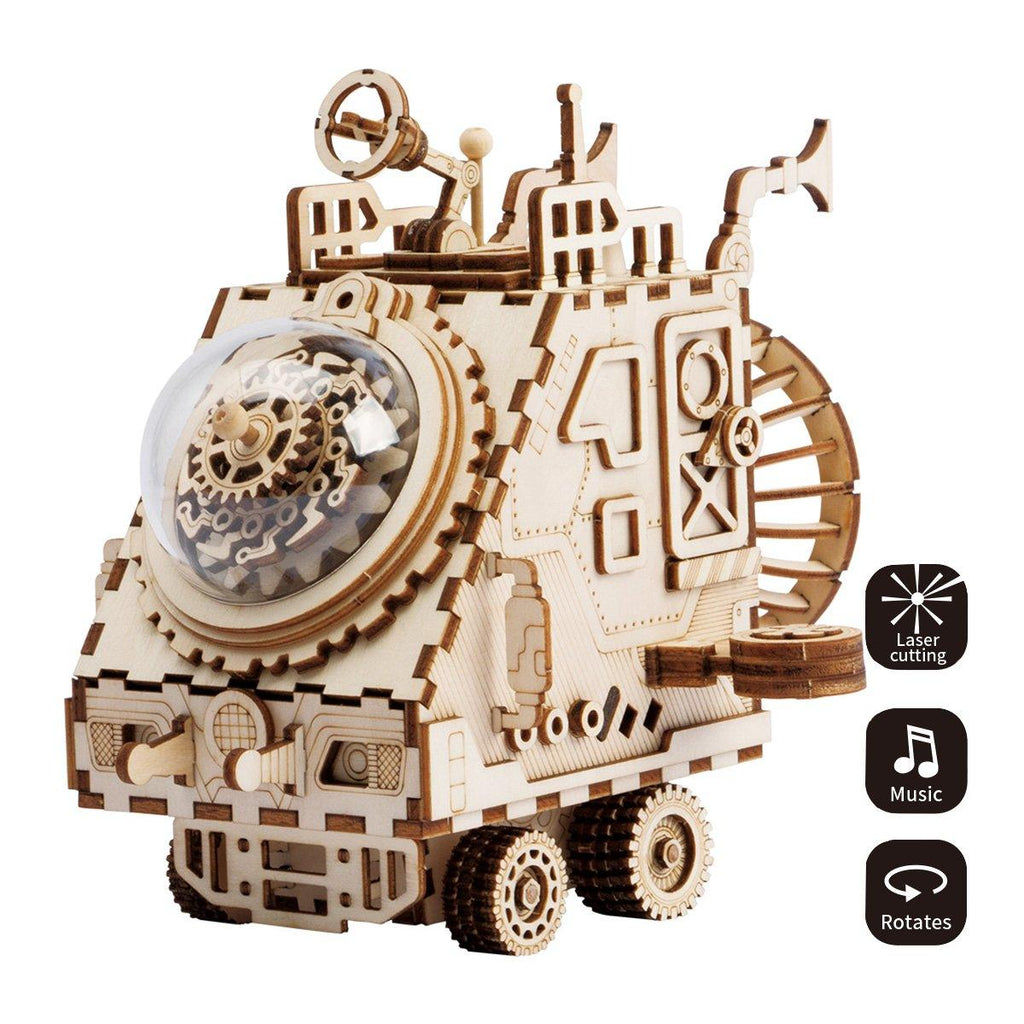 Cosmic Voyager Steampunk Spaceship Music Box
