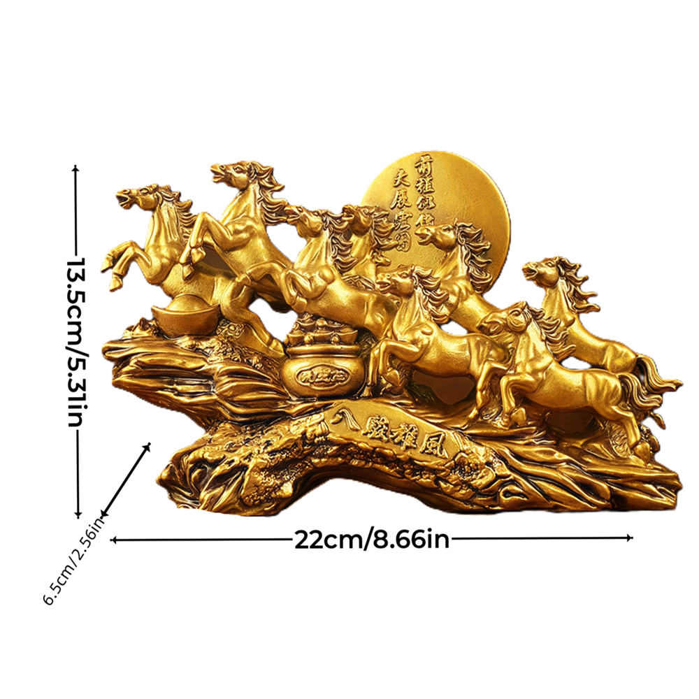 Eight Galloping Horses Feng Shui Resin Sculpture
