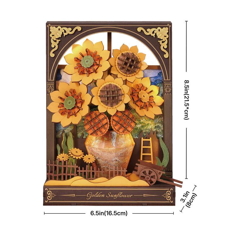3D Wooden Sunflower Puzzle Night Light