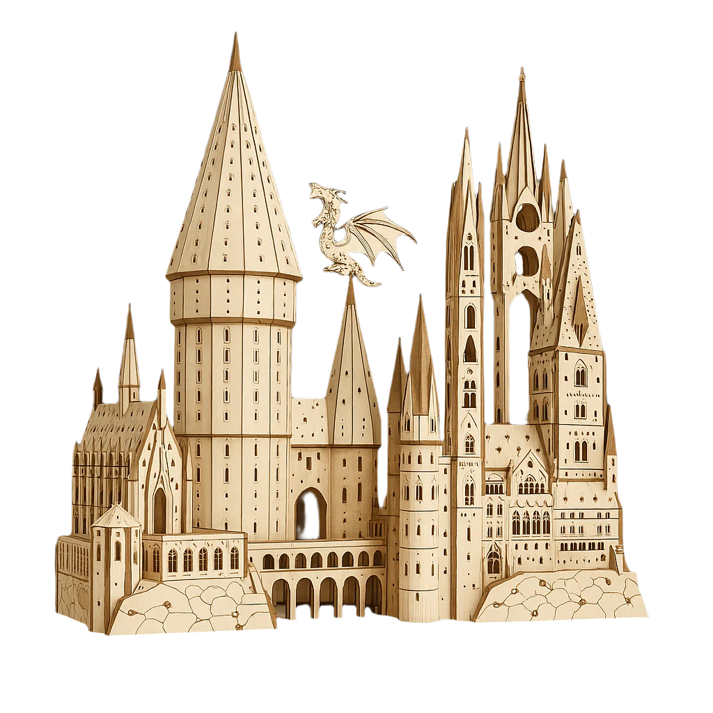Wizard Castle 3D Wooden Puzzle Kit with Dragon
