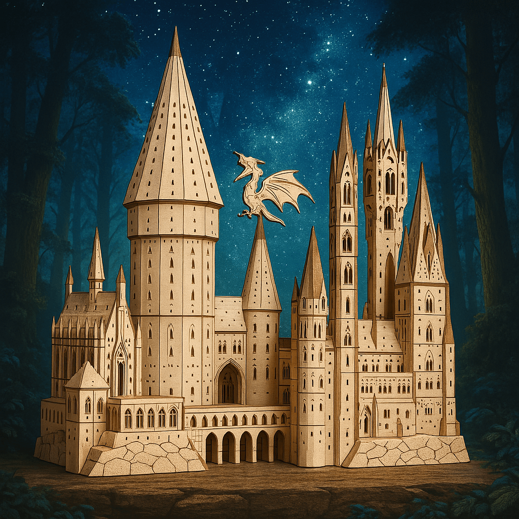 Wizard Castle 3D Wooden Puzzle Kit with Dragon