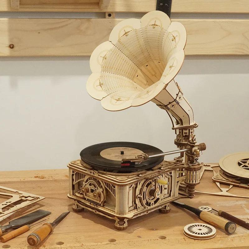 Vintage Wooden Gramophone Record Player Kit