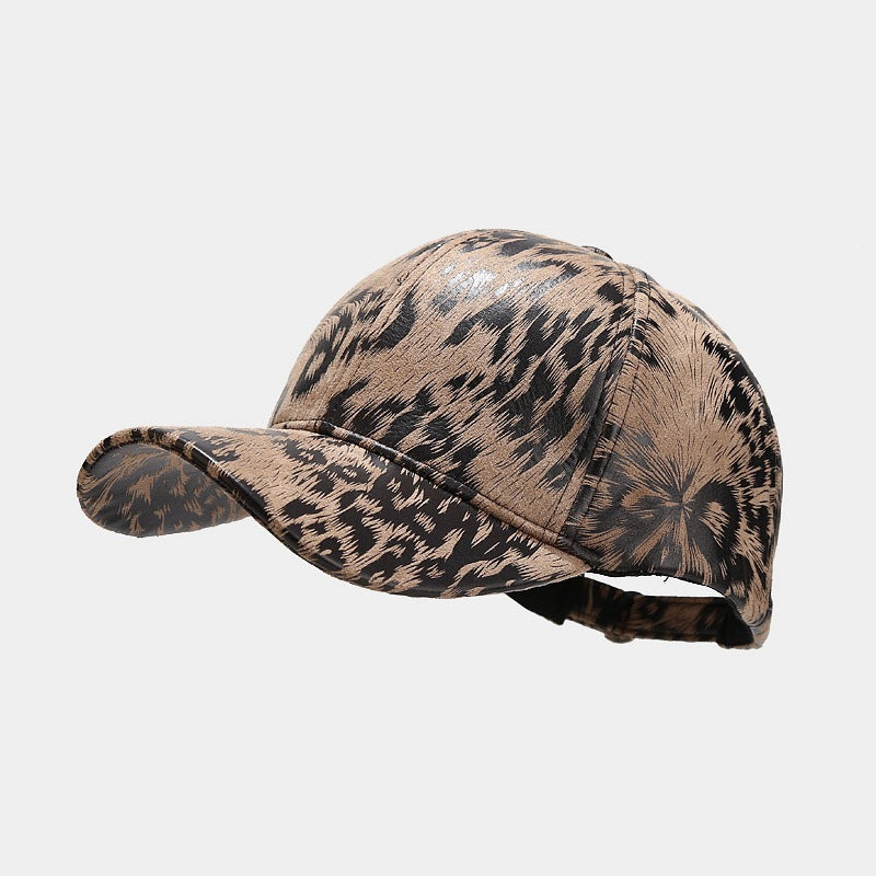 Mayweather Faux Leather Animal Print Baseball Cap