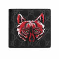 Portefeuille pliable Gucci GG Supreme imprimé loup – Bestiary rouge noir