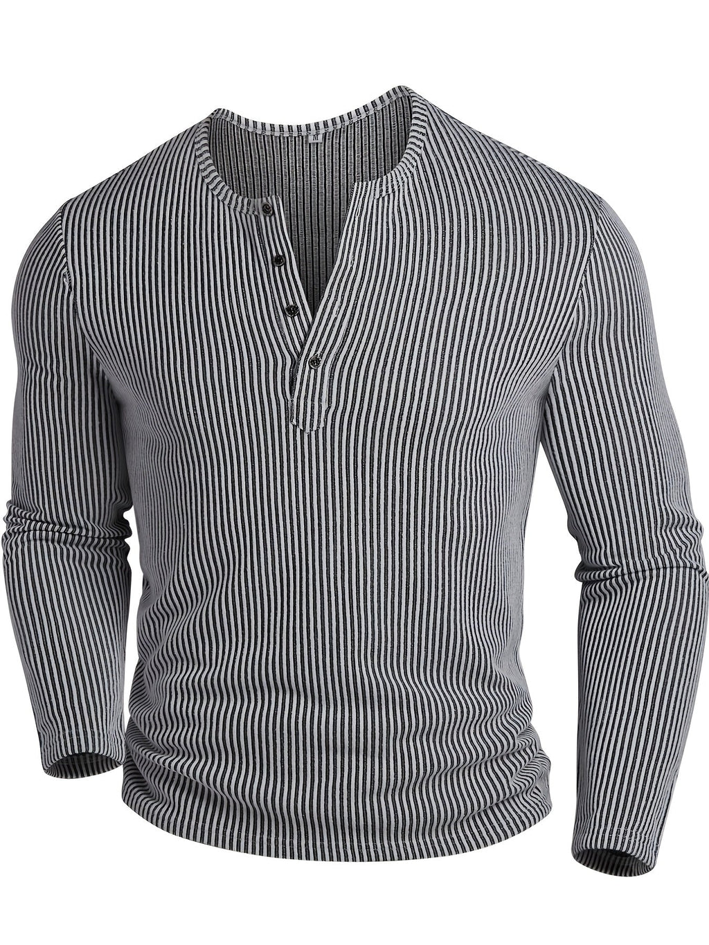 Malcolm | Ribbed Long-Sleeve Henley Shirt