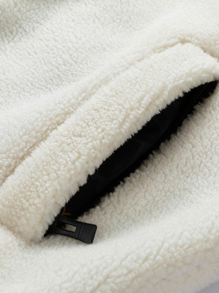 Teddy Fleece Patchwork Zip Up Jacket