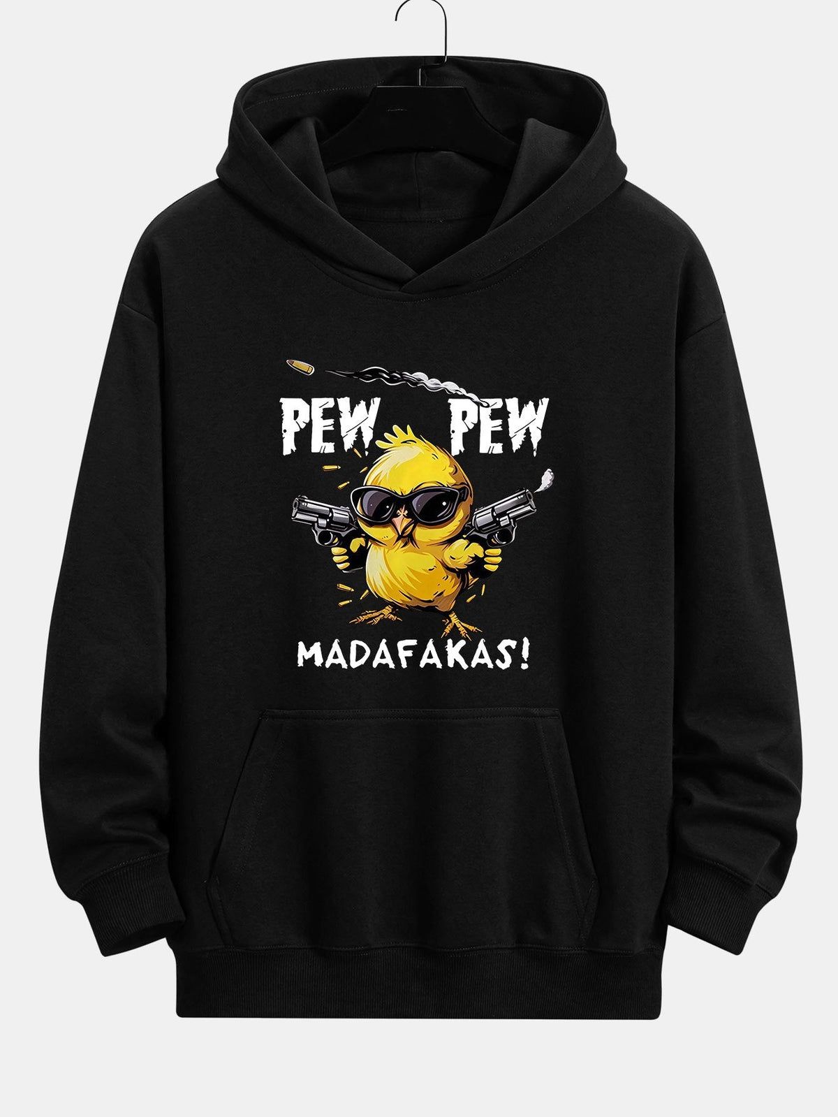 Sweat à capuche coupe décontractée imprimé poulet PEW PEW MADAFAKAS