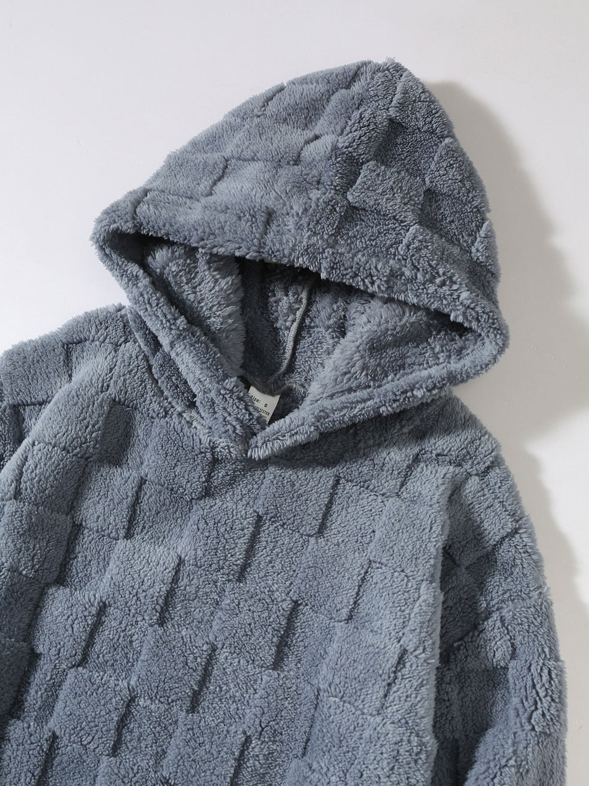 Relax Fit Checkerboard Teddy Hoodie