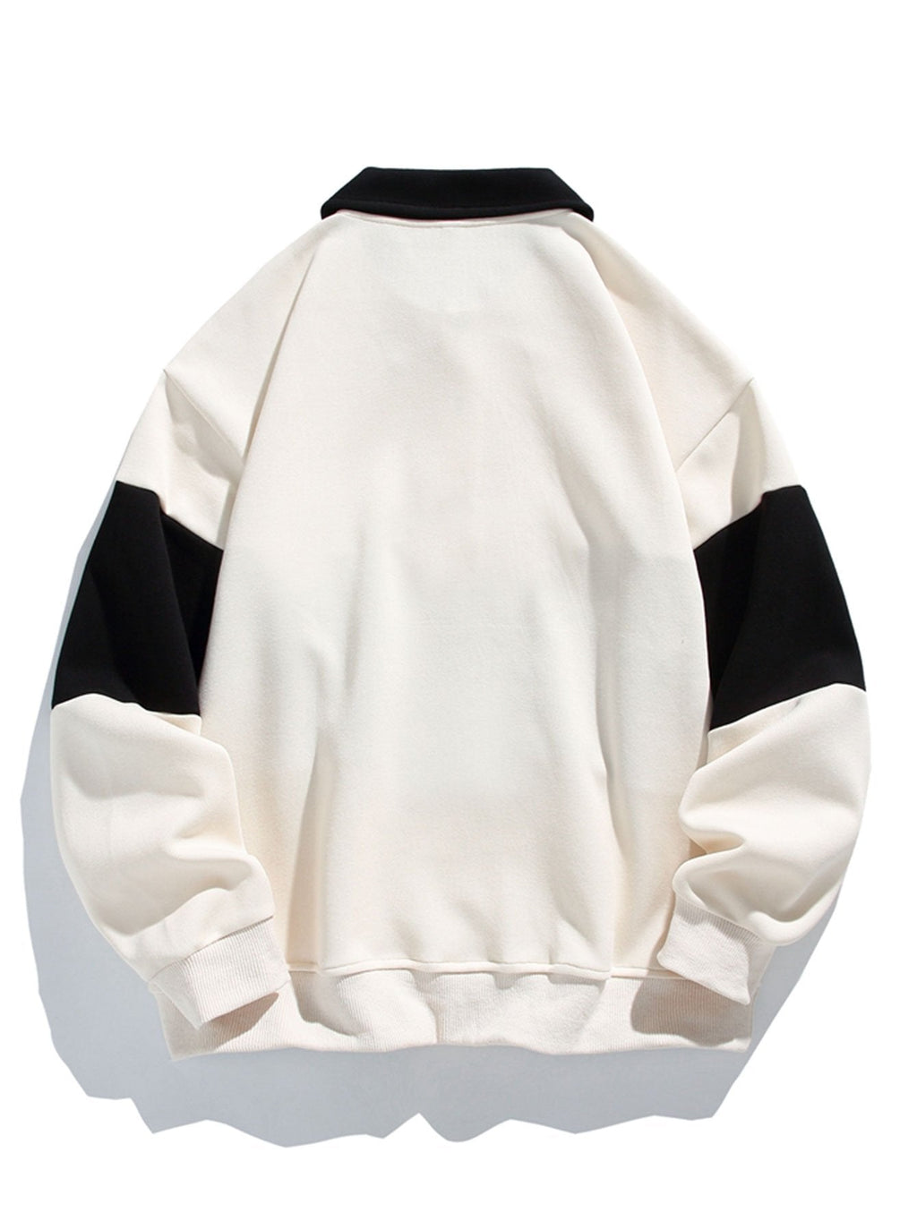Relax Fit Color Block Patchwork Polo Sweatshirt