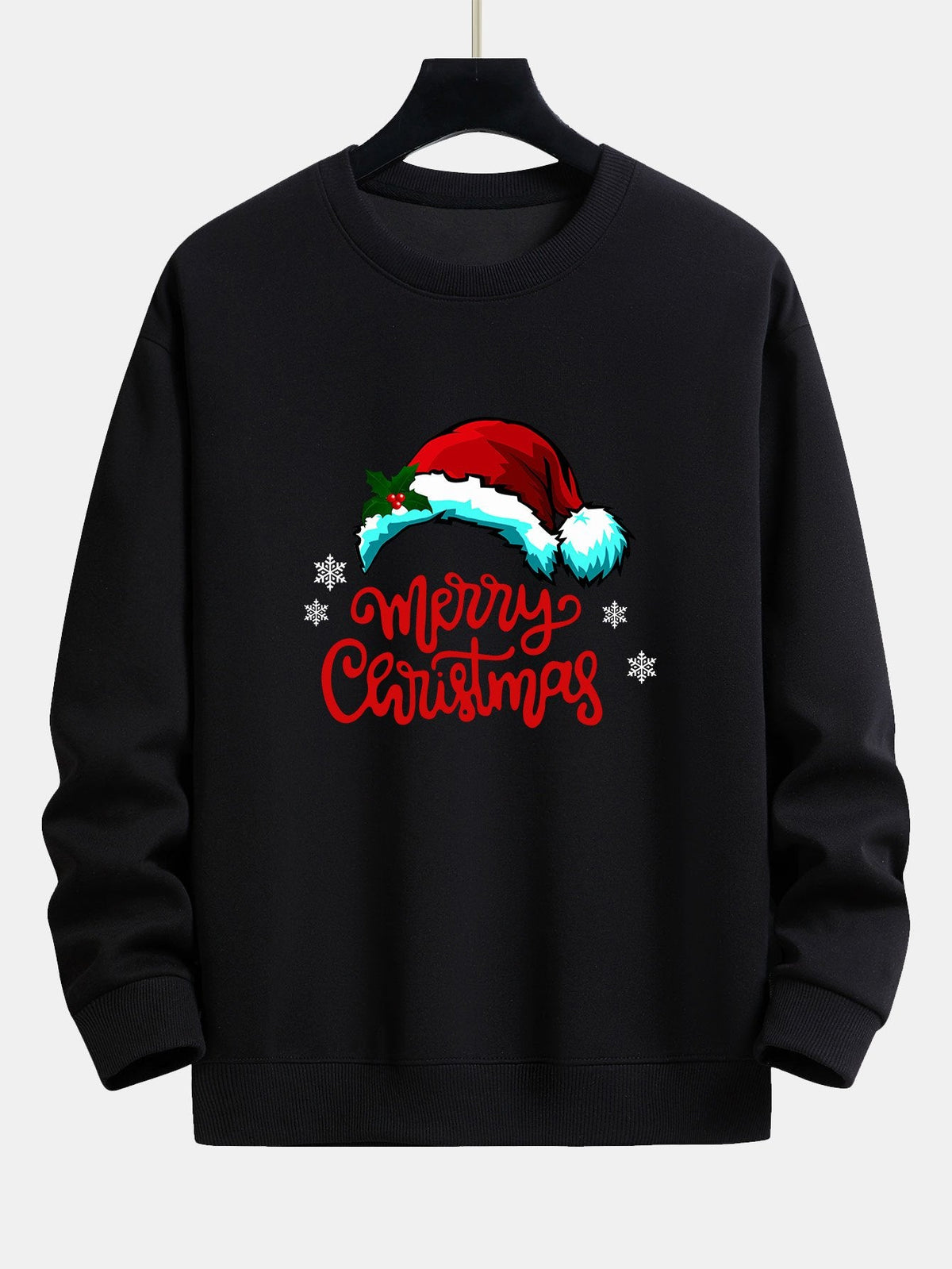 Christmas Hat Print Relax Fit Sweatshirt