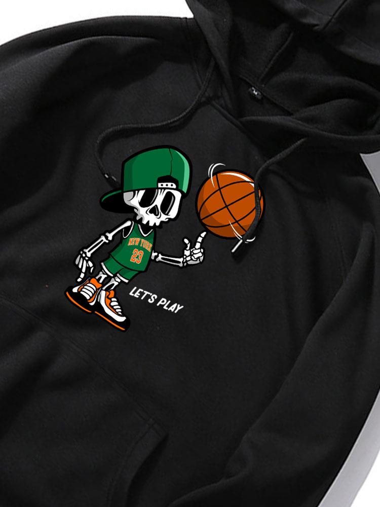 Sweat à capuche imprimé squelette de basket-ball