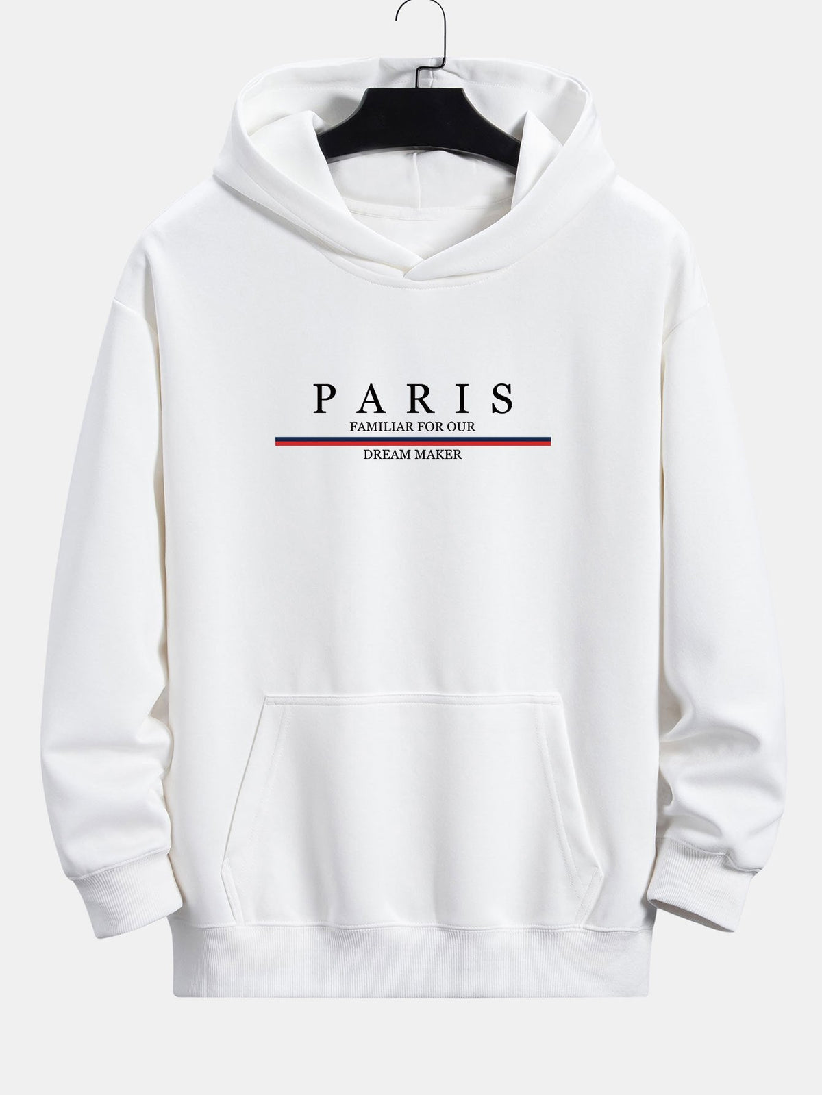 Sudadera con capucha de corte holgado y estampado de eslogan Stripe Paris