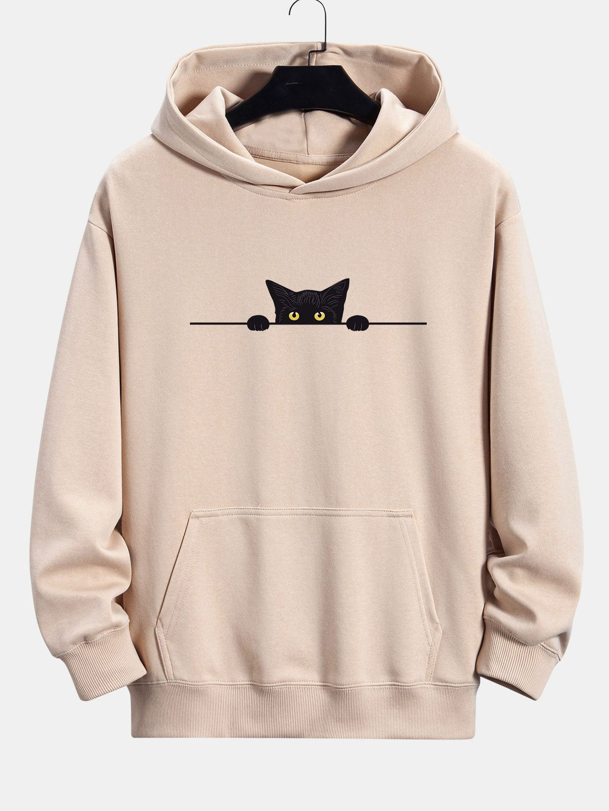 Sweat à capuche coupe décontractée imprimé Chat noir