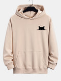 Sweat à capuche coupe décontractée imprimé Chat noir