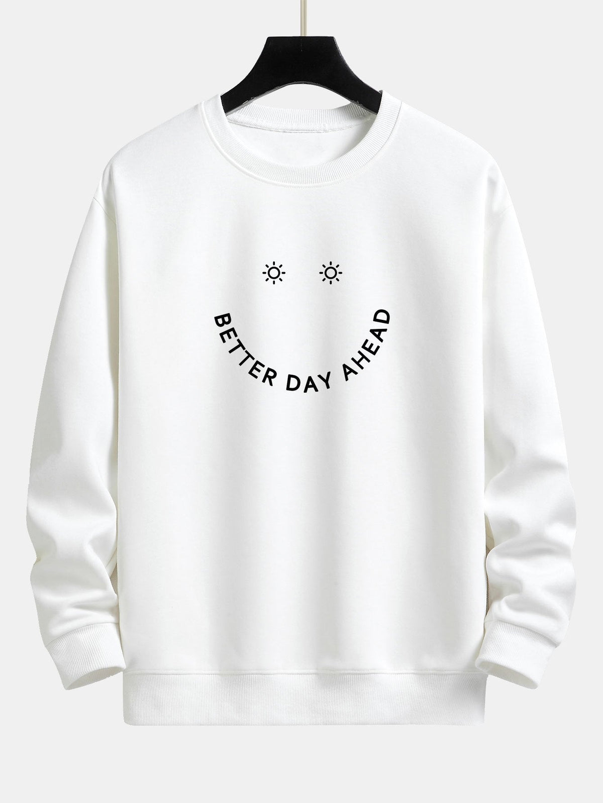 Smiley Face Slogan Print Relax Fit Sweatshirt