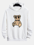 Sweat à capuche coupe décontractée à motif d'ours en fondu écossais