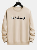 Naughty Black Cat Print Relax Fit Sweatshirt