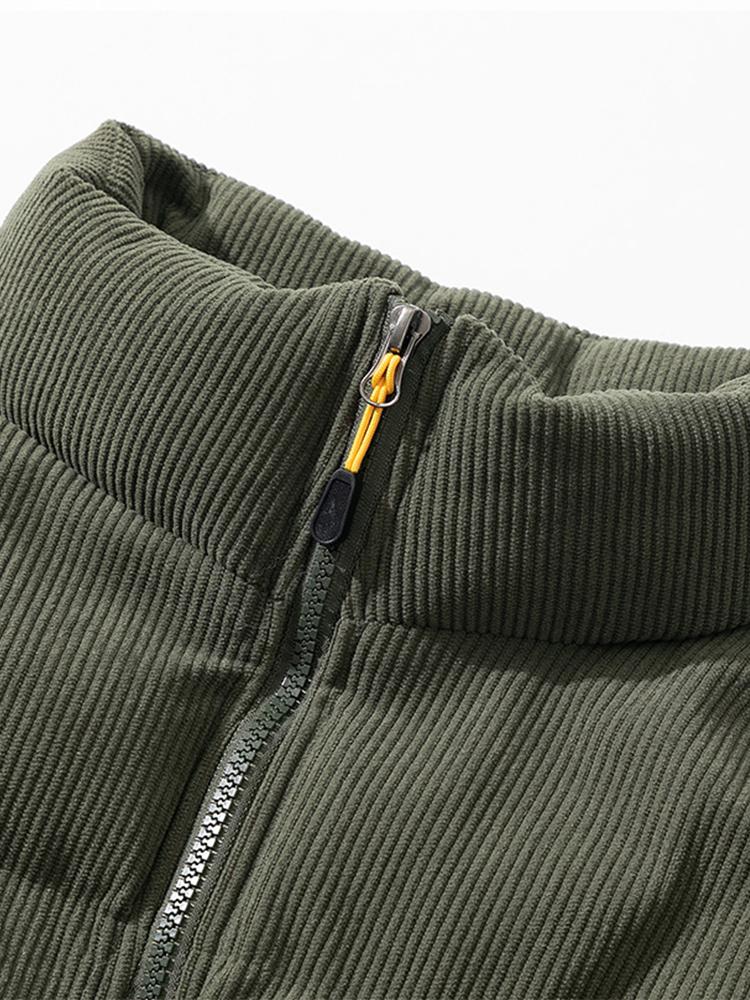 Funnel Neck Corduroy Puffer Coat