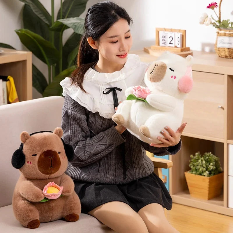 Fluffy Capybara & Monkey Plushie Pals