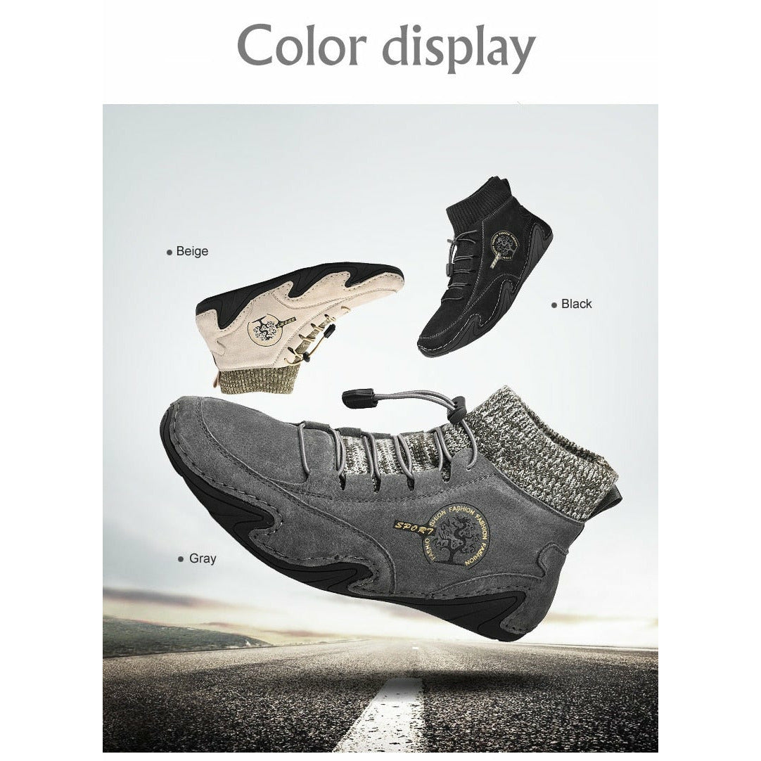 Men Fashion Leather Boots Casual Outdoor Light Ankle Shoes