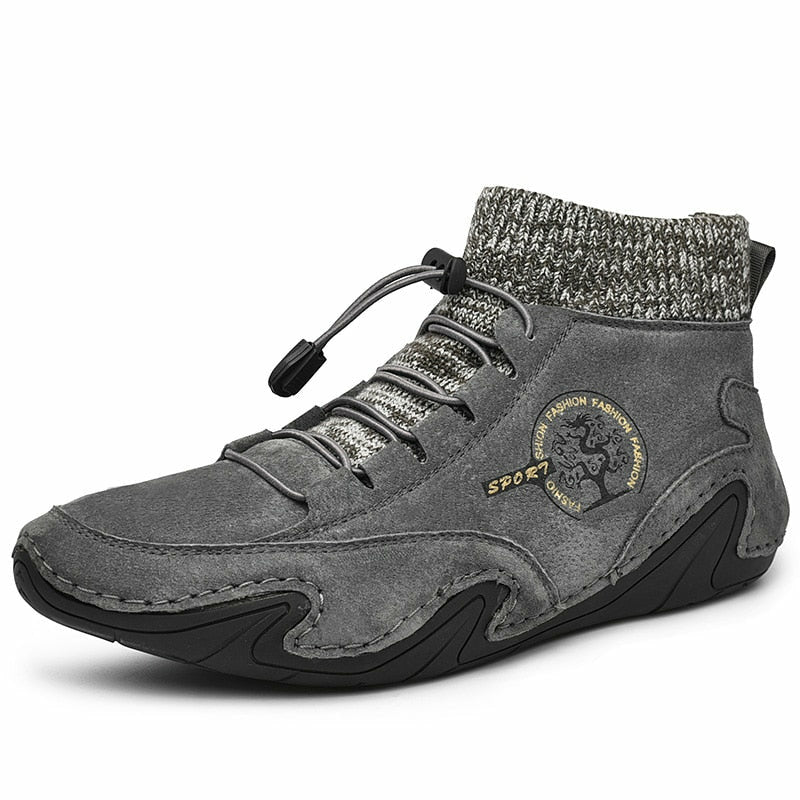 Men Fashion Leather Boots Casual Outdoor Light Ankle Shoes