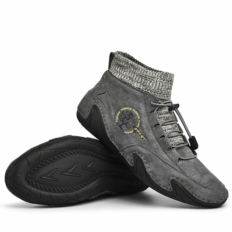 Men Fashion Leather Boots Casual Outdoor Light Ankle Shoes