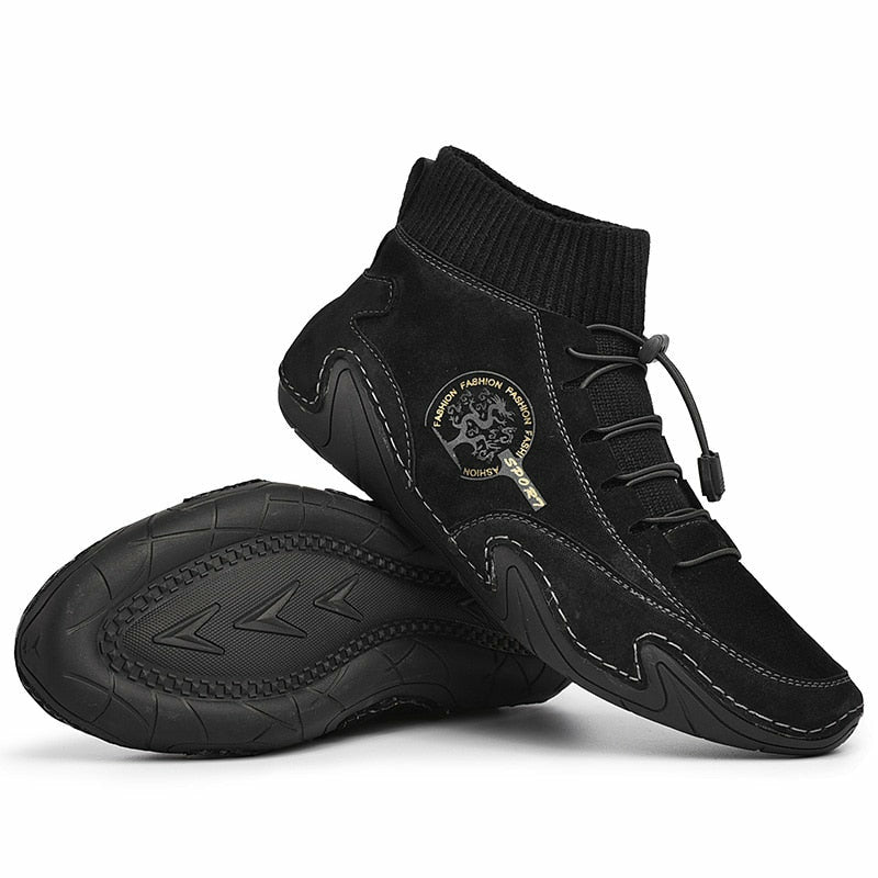 Men Fashion Leather Boots Casual Outdoor Light Ankle Shoes