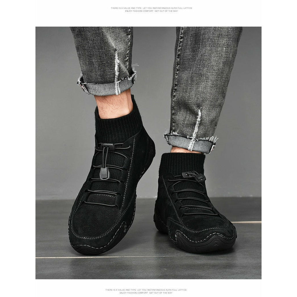 Men Fashion Leather Boots Casual Outdoor Light Ankle Shoes