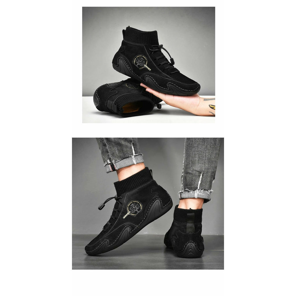 Men Fashion Leather Boots Casual Outdoor Light Ankle Shoes