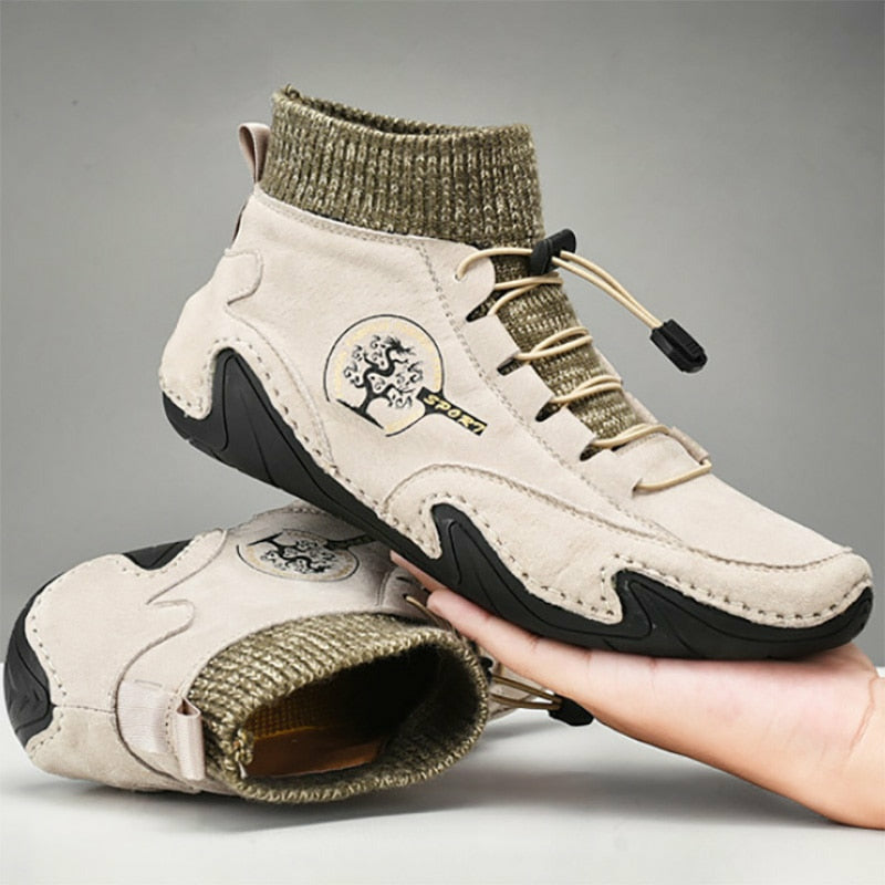 Men Fashion Leather Boots Casual Outdoor Light Ankle Shoes