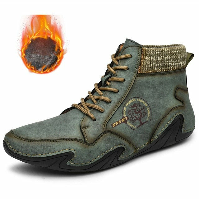 Men Fashion Leather Boots Casual Outdoor Light Ankle Shoes
