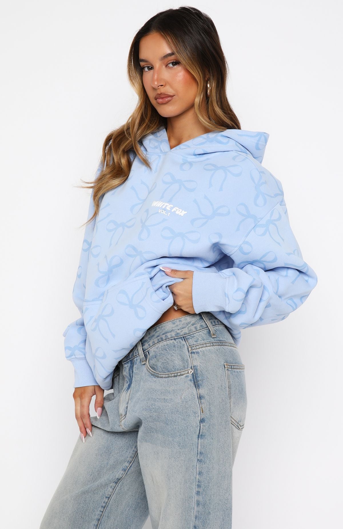 Vol. 1 Sudadera con capucha estampada extragrande Lazo azul