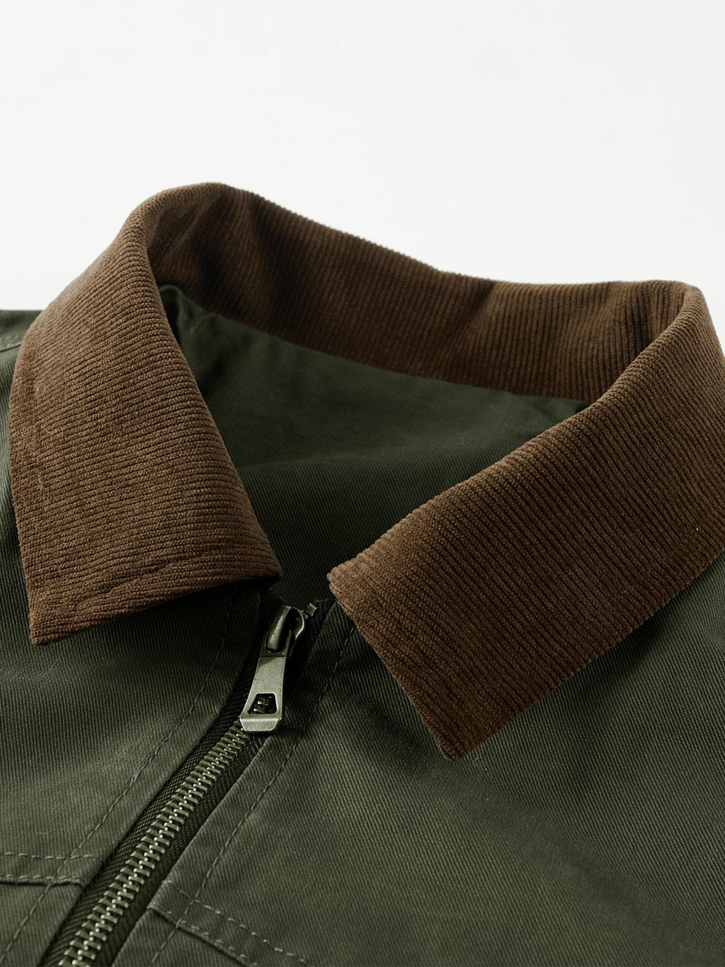 Contrast Corduroy Collar Washed Chino Jacket