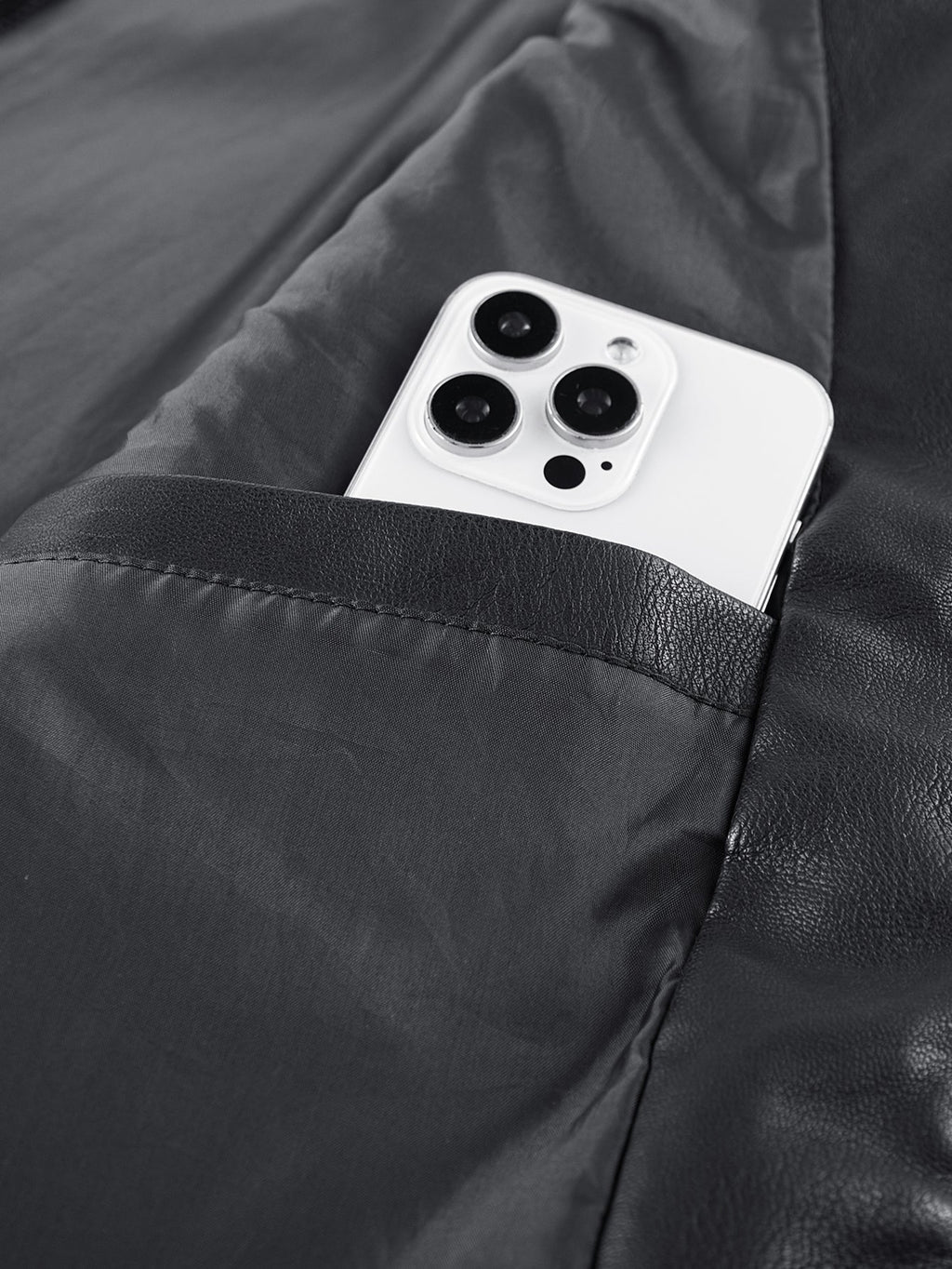 PU Leather Stand Collar Jacket